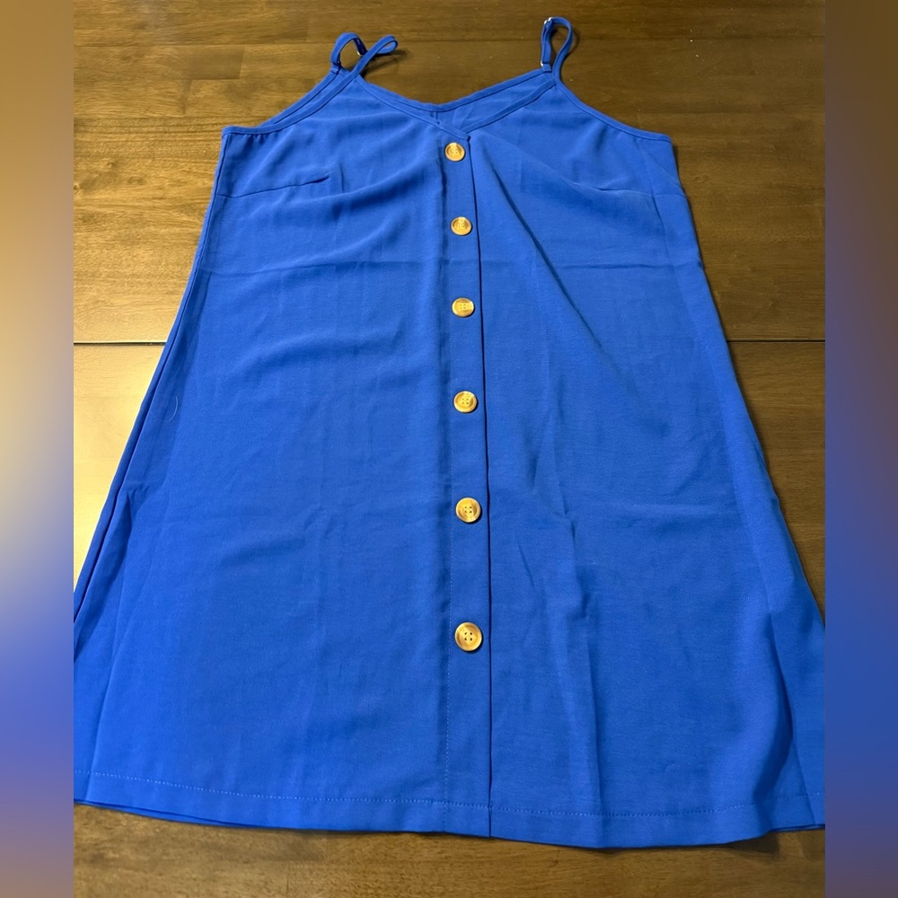 Amazon Blue Button-Down Mini Dress